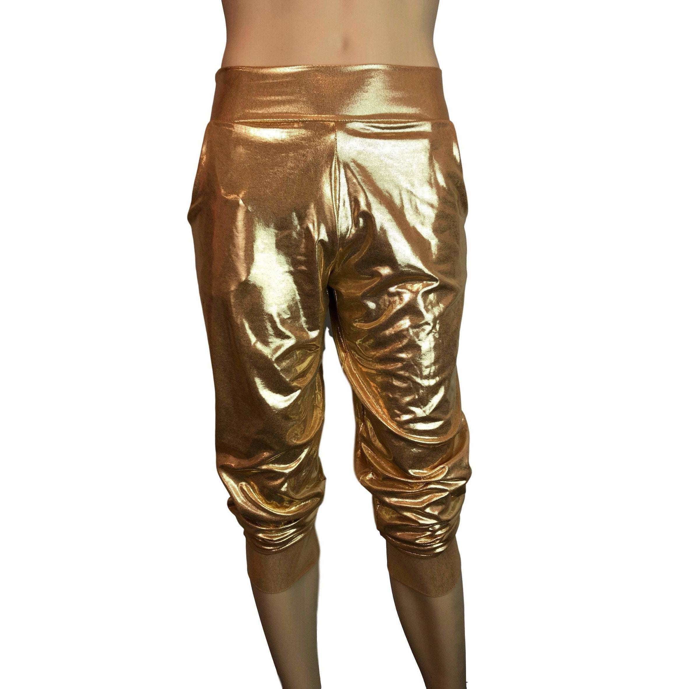 Faux Leather Paneled Knee Gold and Silver ZipperJogger Leg Mens Slim B –  Ofelya Boutique